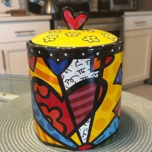 Britto Heart Ceramic Jar with Sealed Lid